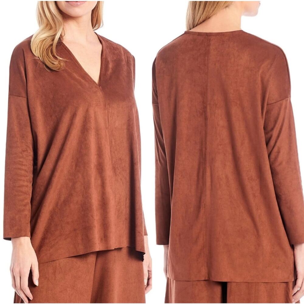 Bryn Walker SET Baxter‎ V-Neck Top Ella Crop Pants Sequoia Suede XL/L Lagenlook